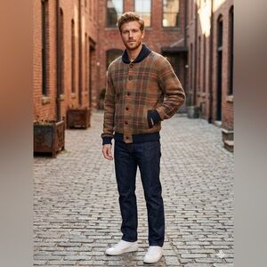 Scotch & Soda Wool Blend Tartan Shawl Collar Men’s Jacket , size XL